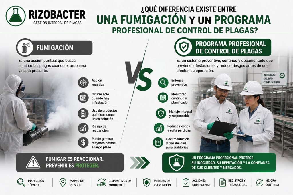 Qué diferencia existe entre una fumigación y un programa profesional de control de plagas